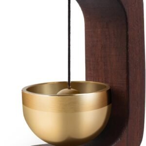 Wooden Door Bell Chime for Door Opening, Brass Shopkeeper Entry Bell, Door Chime for Home, Office, Shop, Cafe, Refrigerator | No Drill Adhesive Mount, Soft Sound Wind Chime Decor (1)
